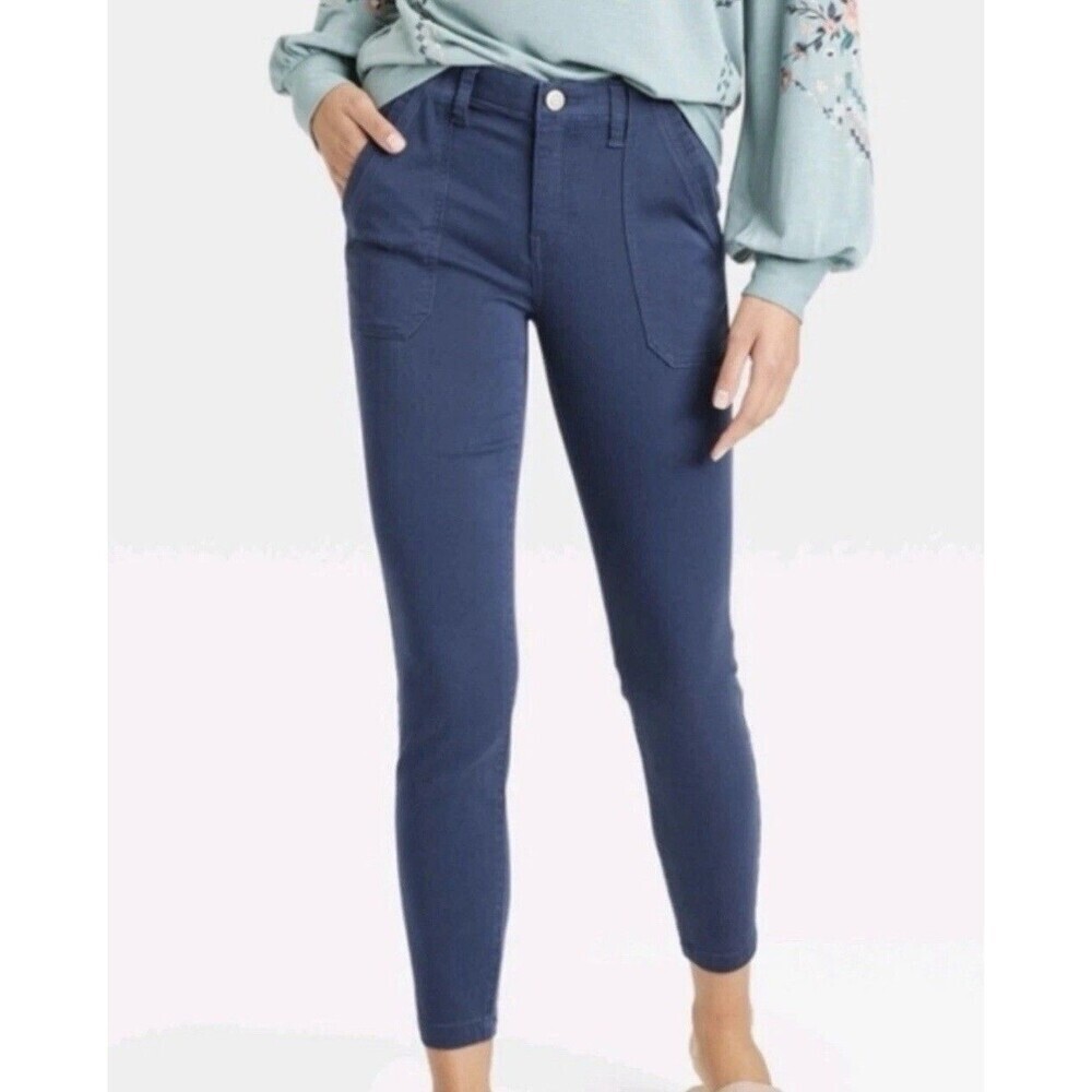Club Monaco Womens Pants Navy Skinny  Size 8 High Rise Trousers Pockets Front